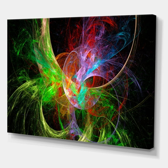 Designart 'Multi Color Fractal Abstract Design ' Abstract Canvas Art Print