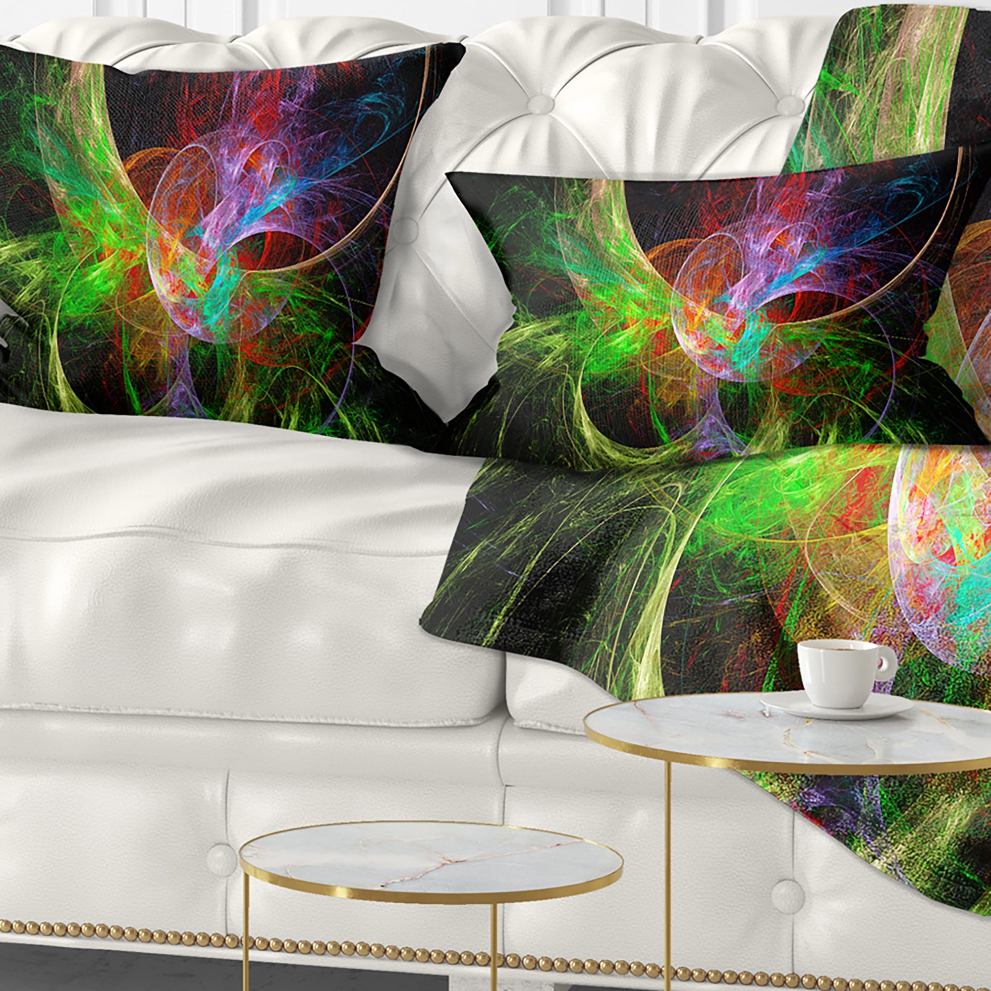Designart Multi Color Fractal Abstract Design - Abstract Throw Pillow - 12x20