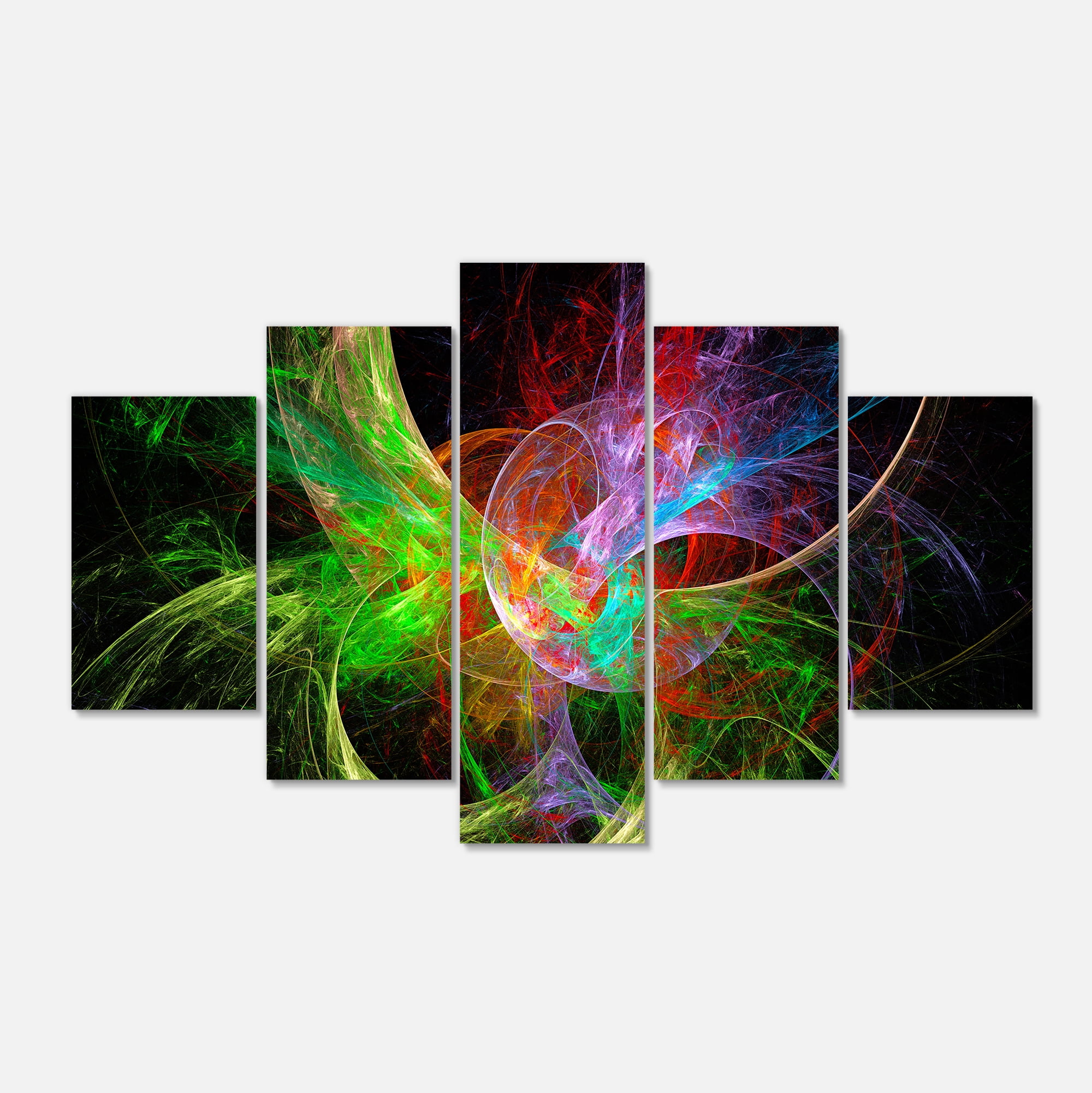 Designart 'Multi Color Fractal Abstract Design ' Contemporary Canvas Art Print