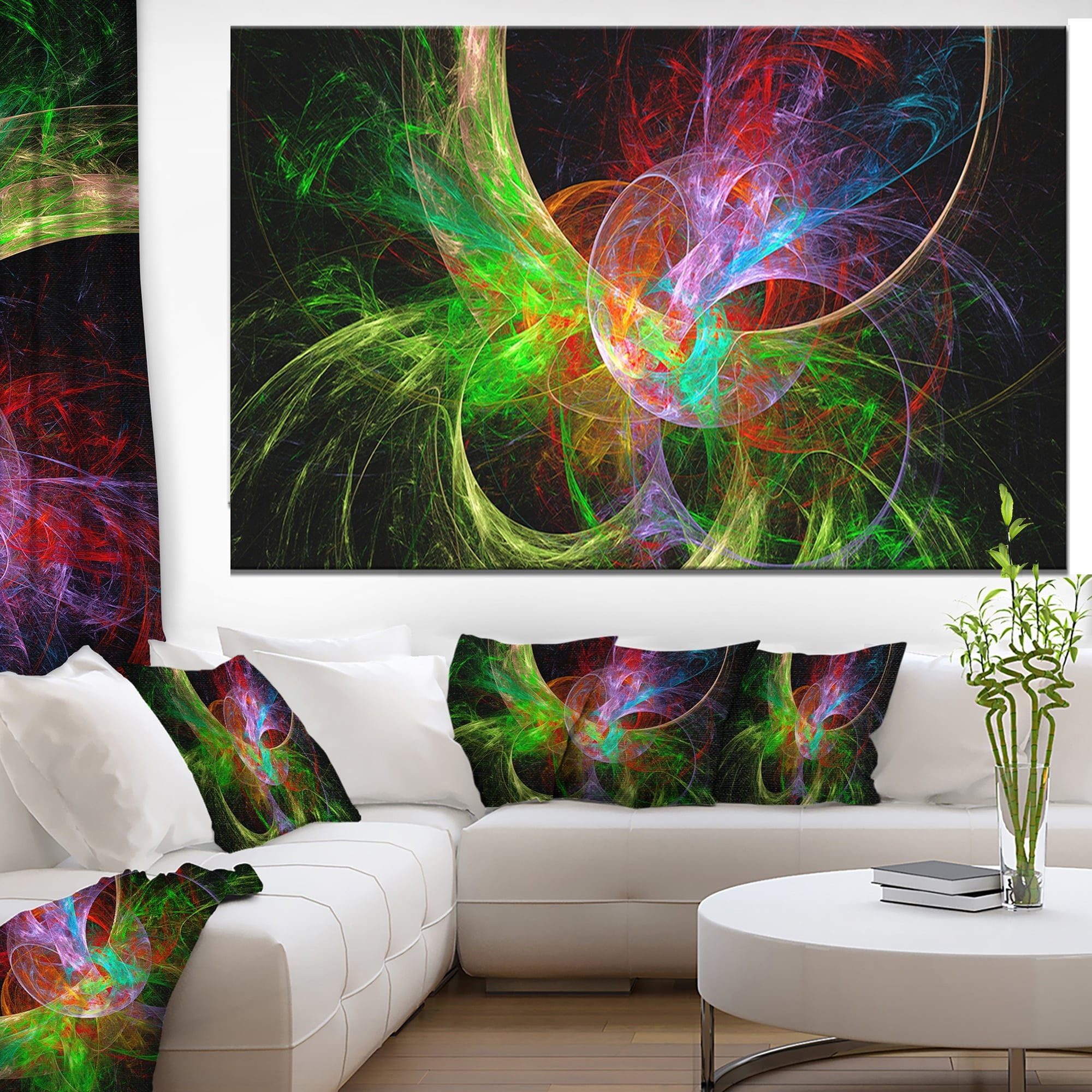 Oversized Multicolor Abstract Fractal Canvas Art Print