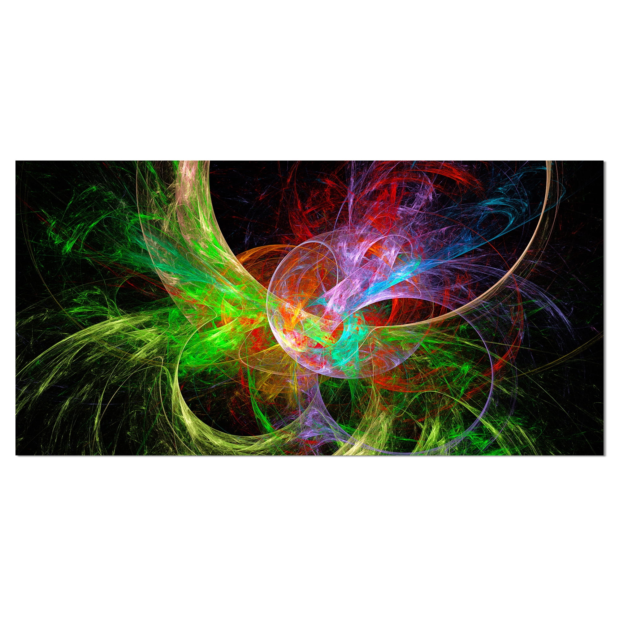 Designart 'Multi Color Fractal Abstract Design ' Oversized Abstract Canvas Art Print