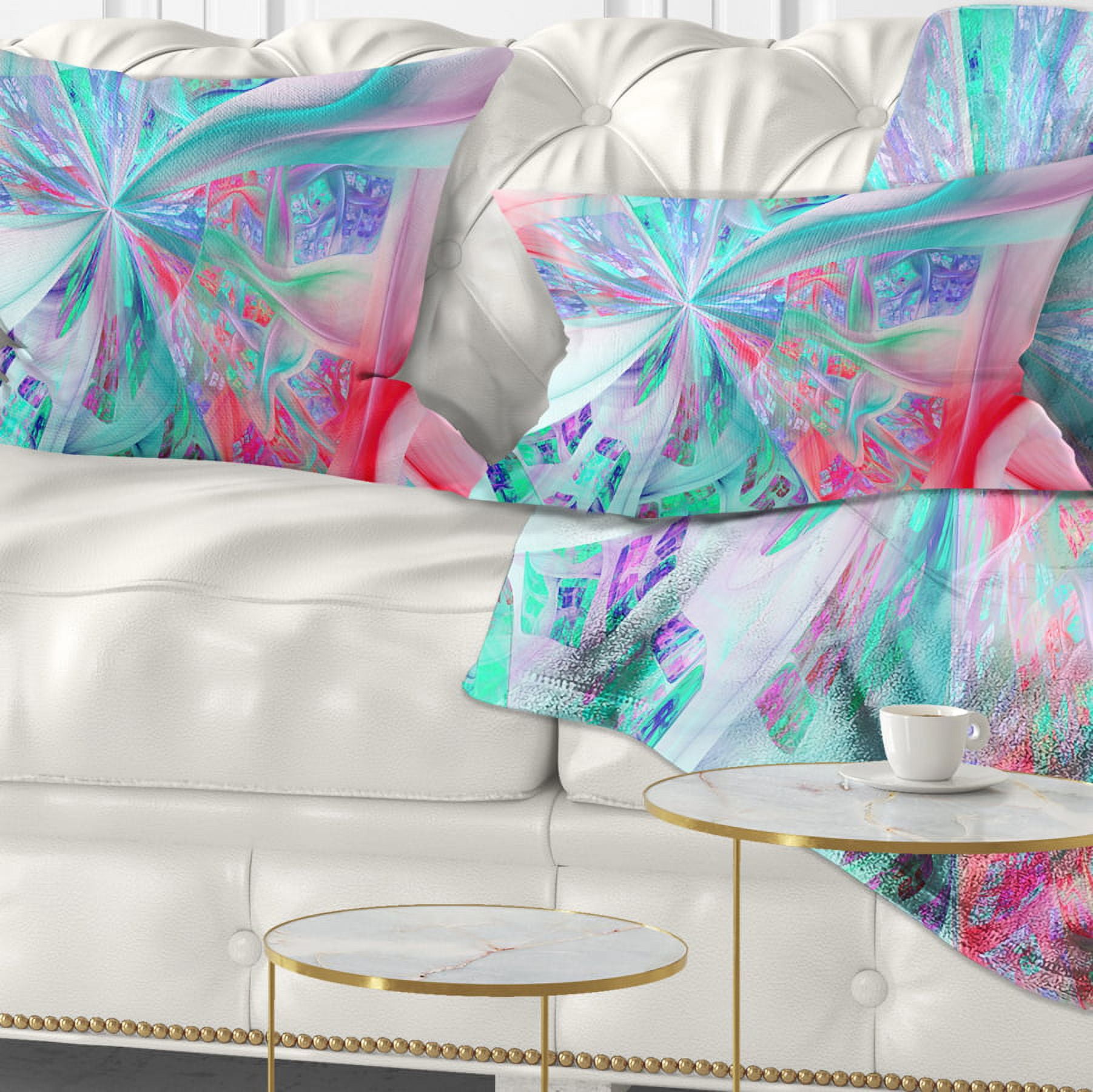 Designart Multi Color Fractal Exotic Plant Stems - Abstract Throw Pillow - 12x20