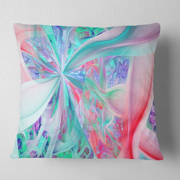Designart Multi Color Fractal Exotic Plant Stems - Abstract Throw Pillow - 18x18