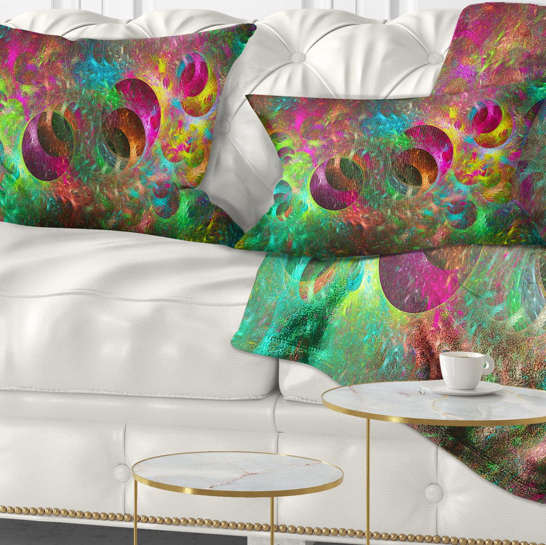 Designart Multi Color Fractal Glass Texture - Abstract Throw Pillow - 12x20