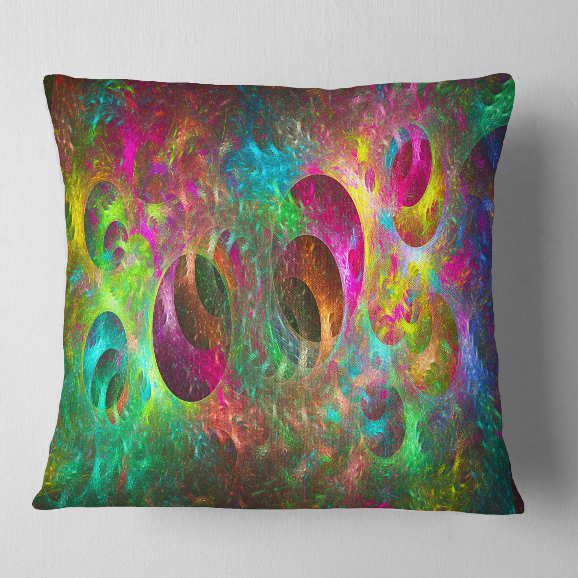 Designart Multi Color Fractal Glass Texture - Abstract Throw Pillow - 18x18