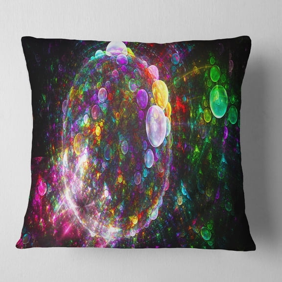 Designart Multi Color Fractal Spherical Bubbles - Abstract Throw Pillow - 18x18
