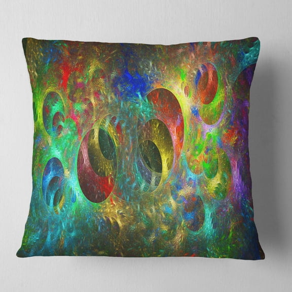Designart Multi Color Glowing Circles - Abstract Throw Pillow - 16x16