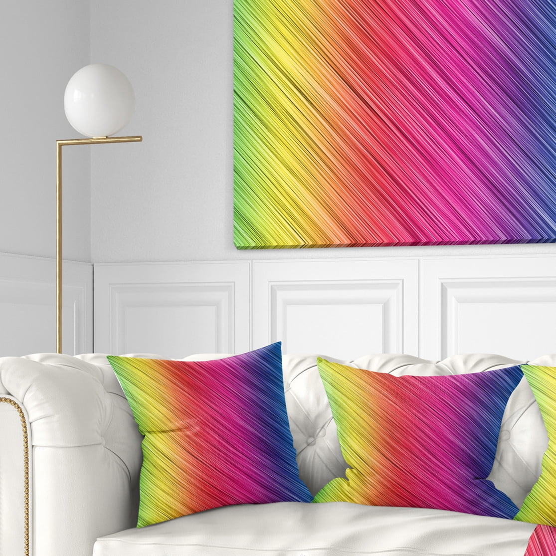 Designart Multi Color Neon Glowing Lines - Abstract Throw Pillow - 18x18