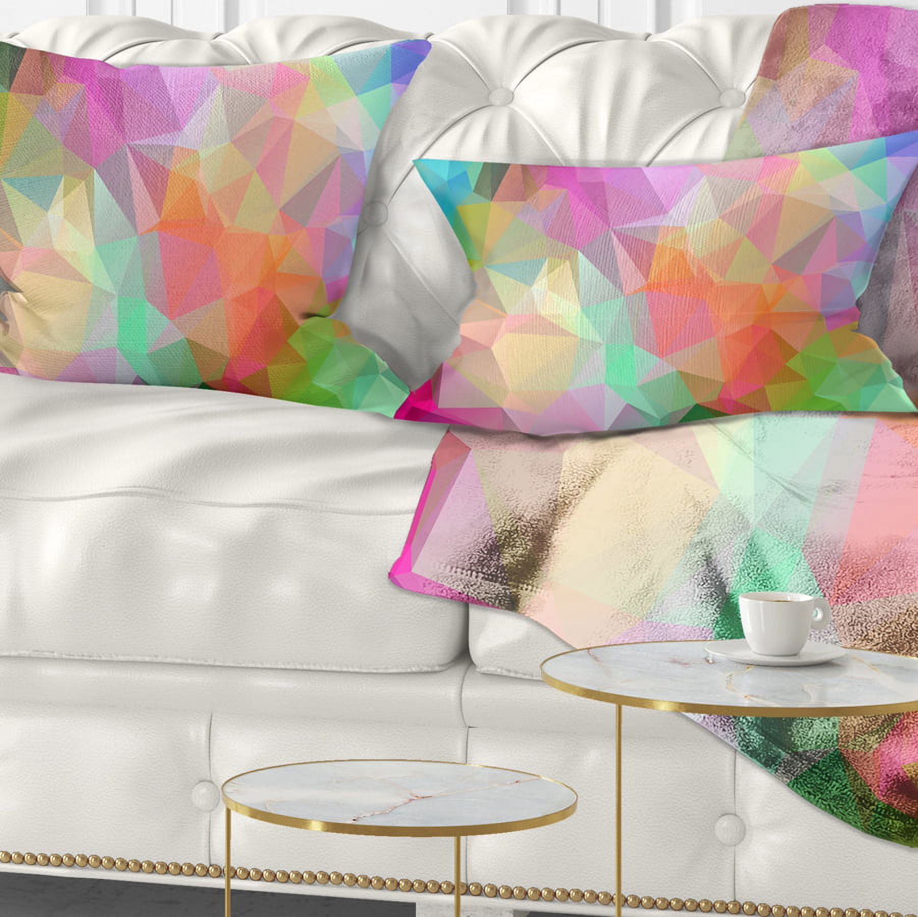Designart Multi Color Polygonal Mosaic Pattern - Abstract Throw Pillow - 12x20