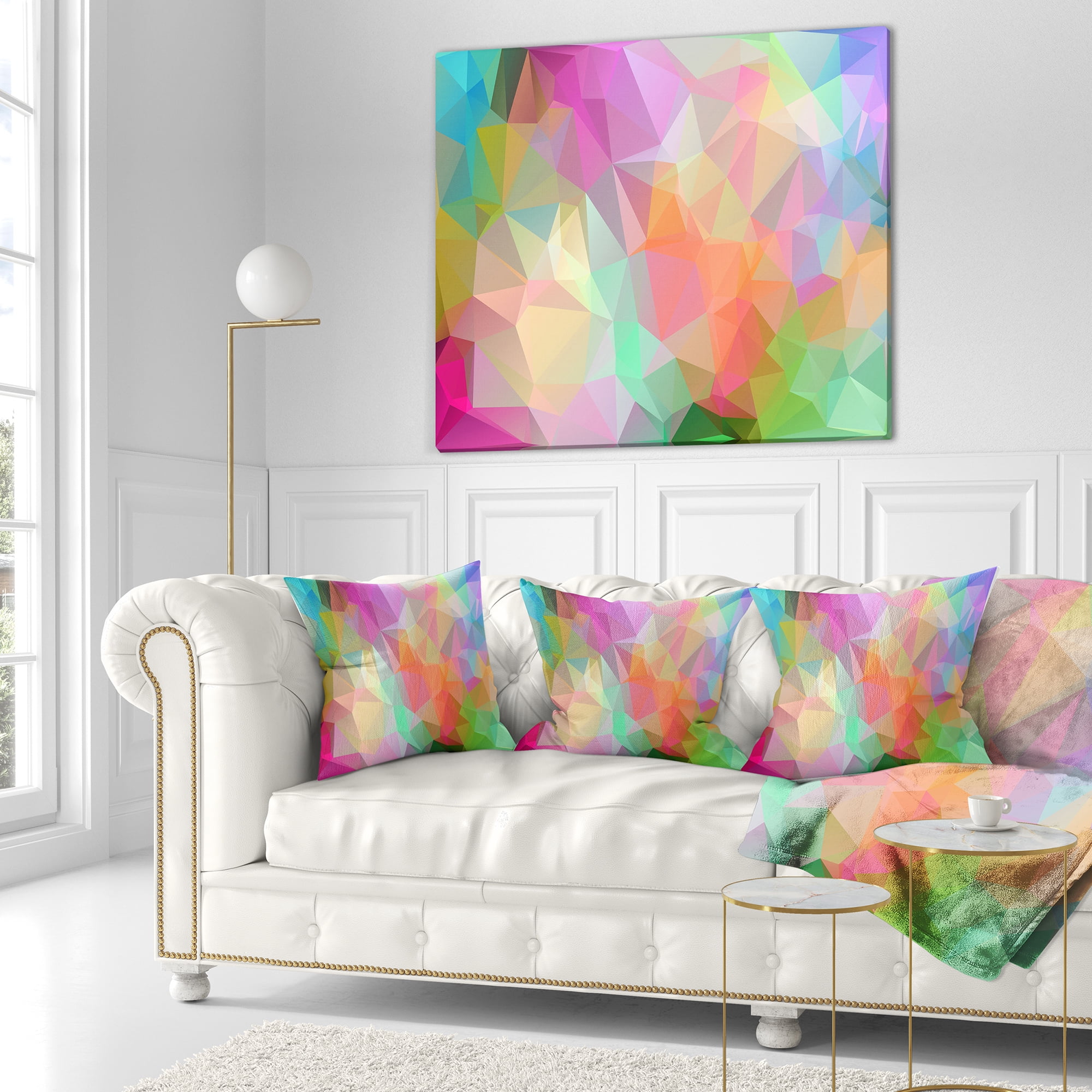 Designart Multi Color Polygonal Mosaic Pattern - Abstract Throw Pillow - 18x18