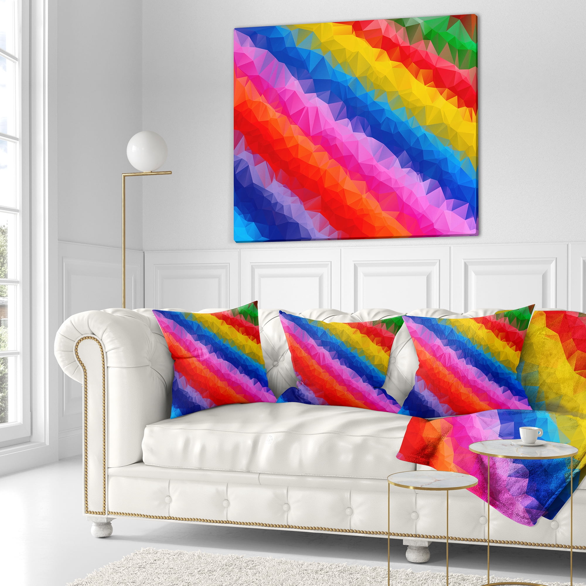 Designart Multi Color Polygonal Pencils - Abstract Throw Pillow - 16x16