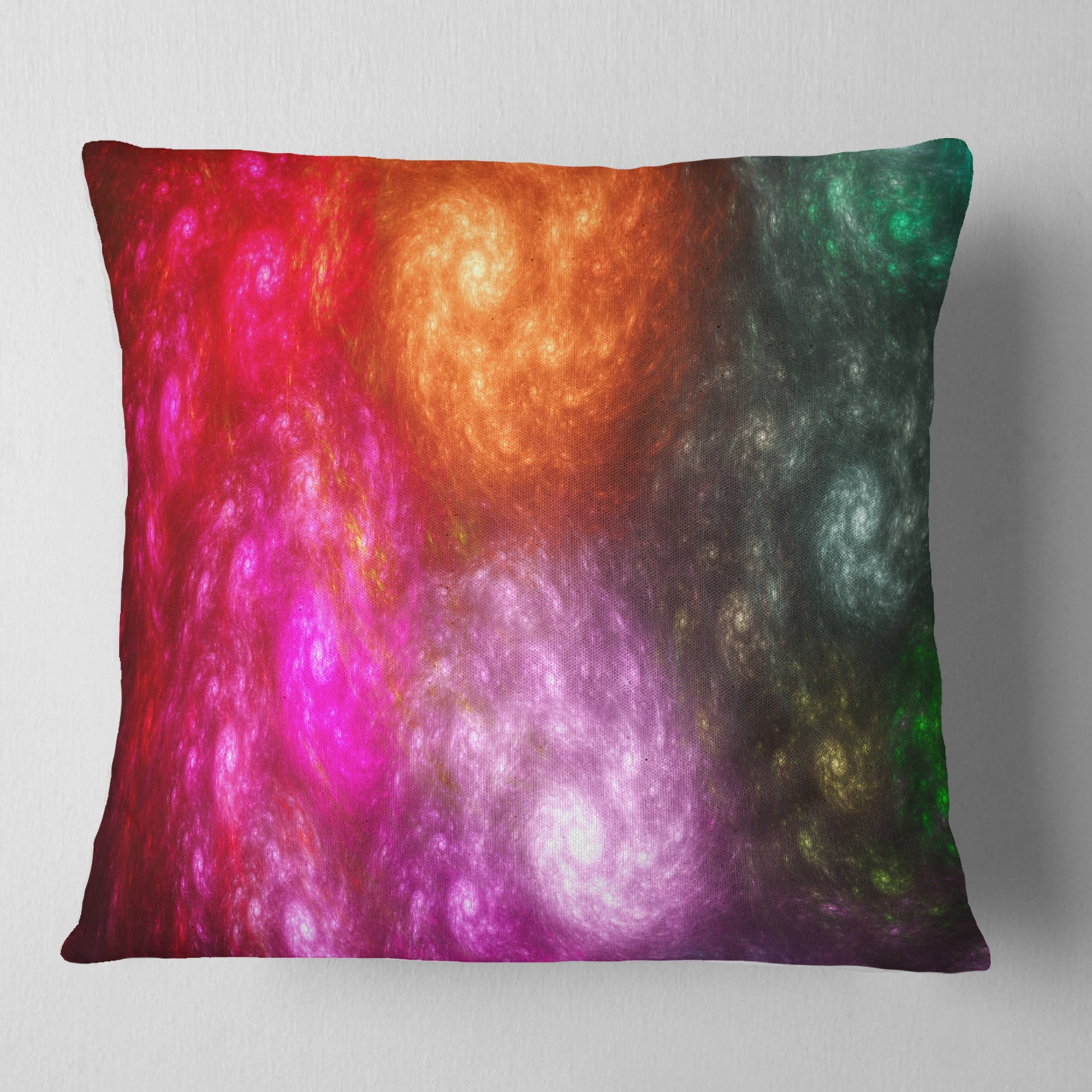 Designart Multi Color Rotating Galaxies - Abstract Throw Pillow - 18x18