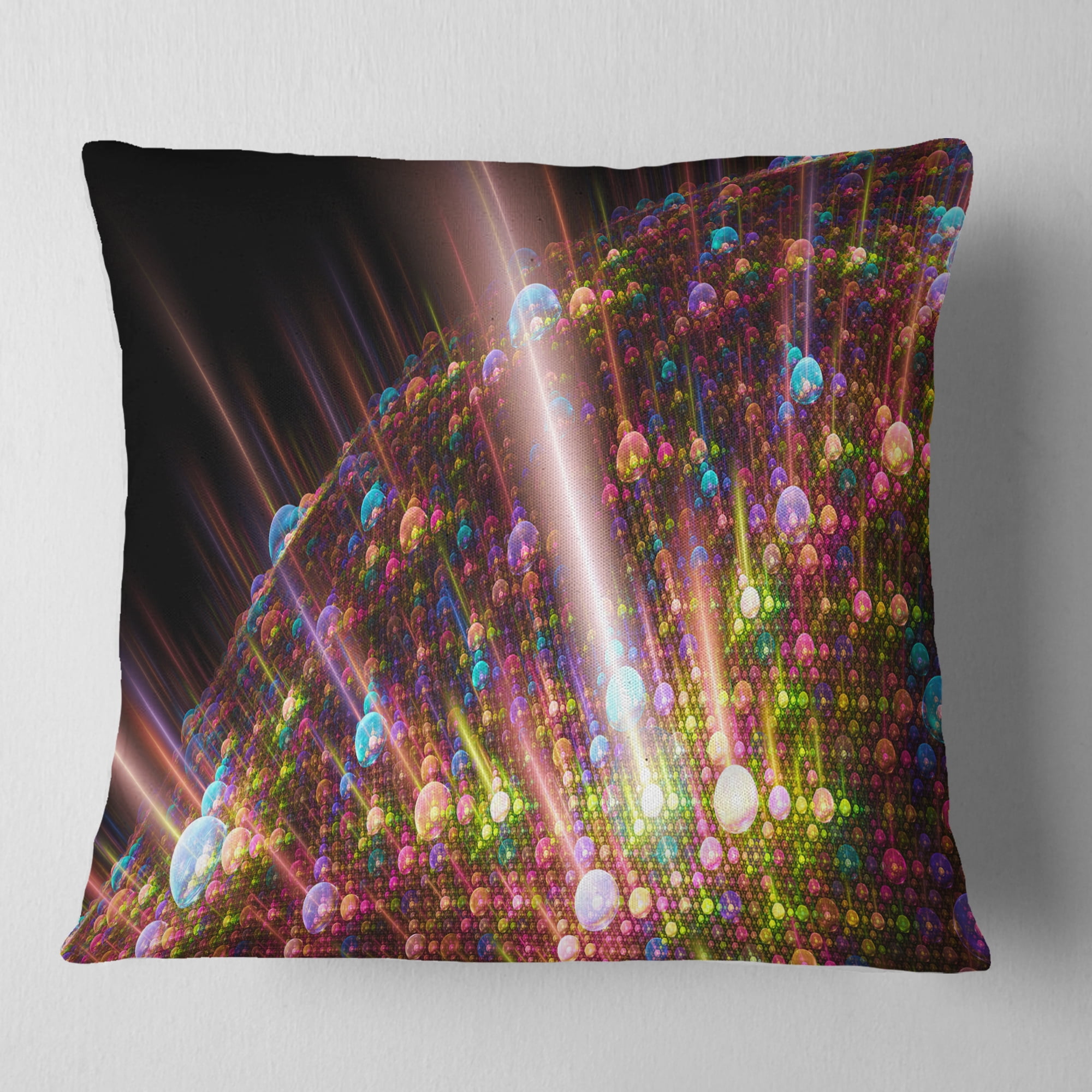 Designart Multi Color Solar Bubbles Planet - Abstract Throw Pillow - 16x16