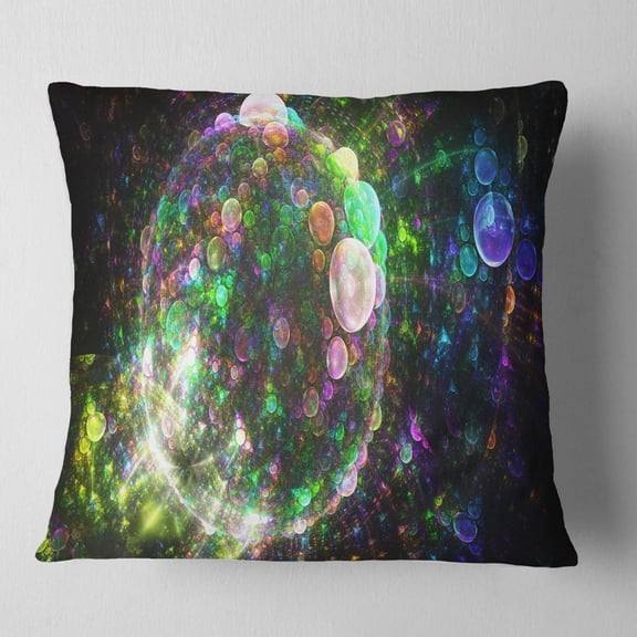 Designart Multi Color Spherical Planet Bubbles - Abstract Throw Pillow - 16x16
