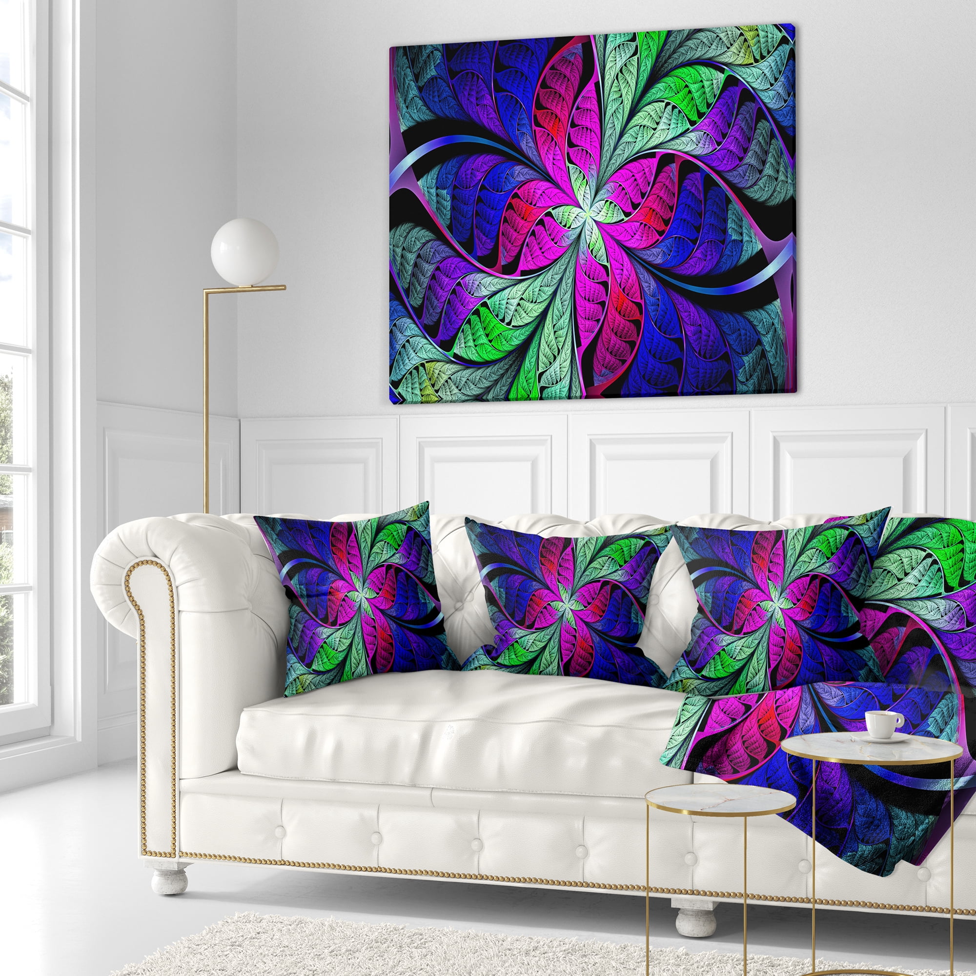 Designart Multi Color Stained Glass Texture - Abstract Throw Pillow - 18x18