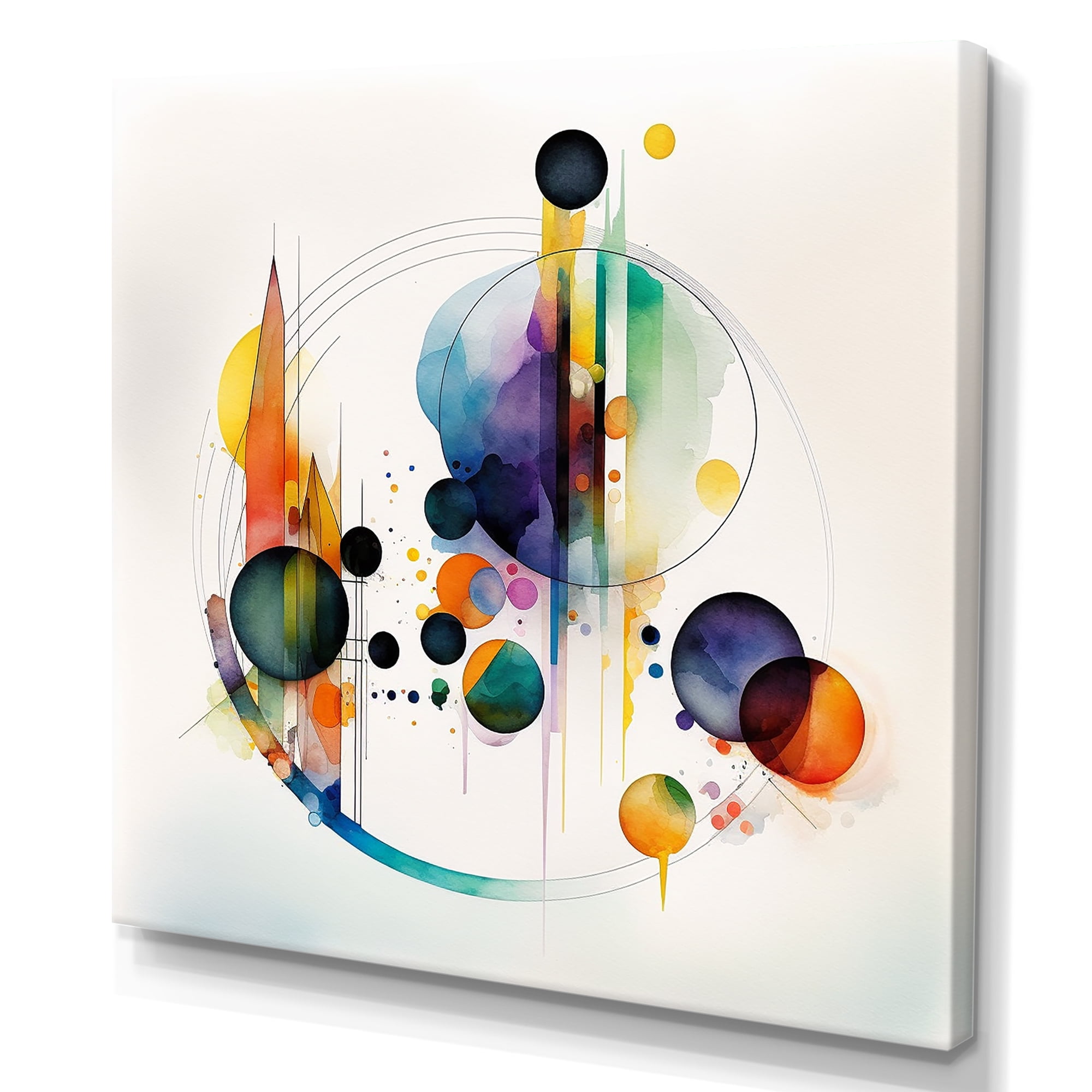 Designart Multi-Color Watercolor Geometric Art I Canvas Wall Art