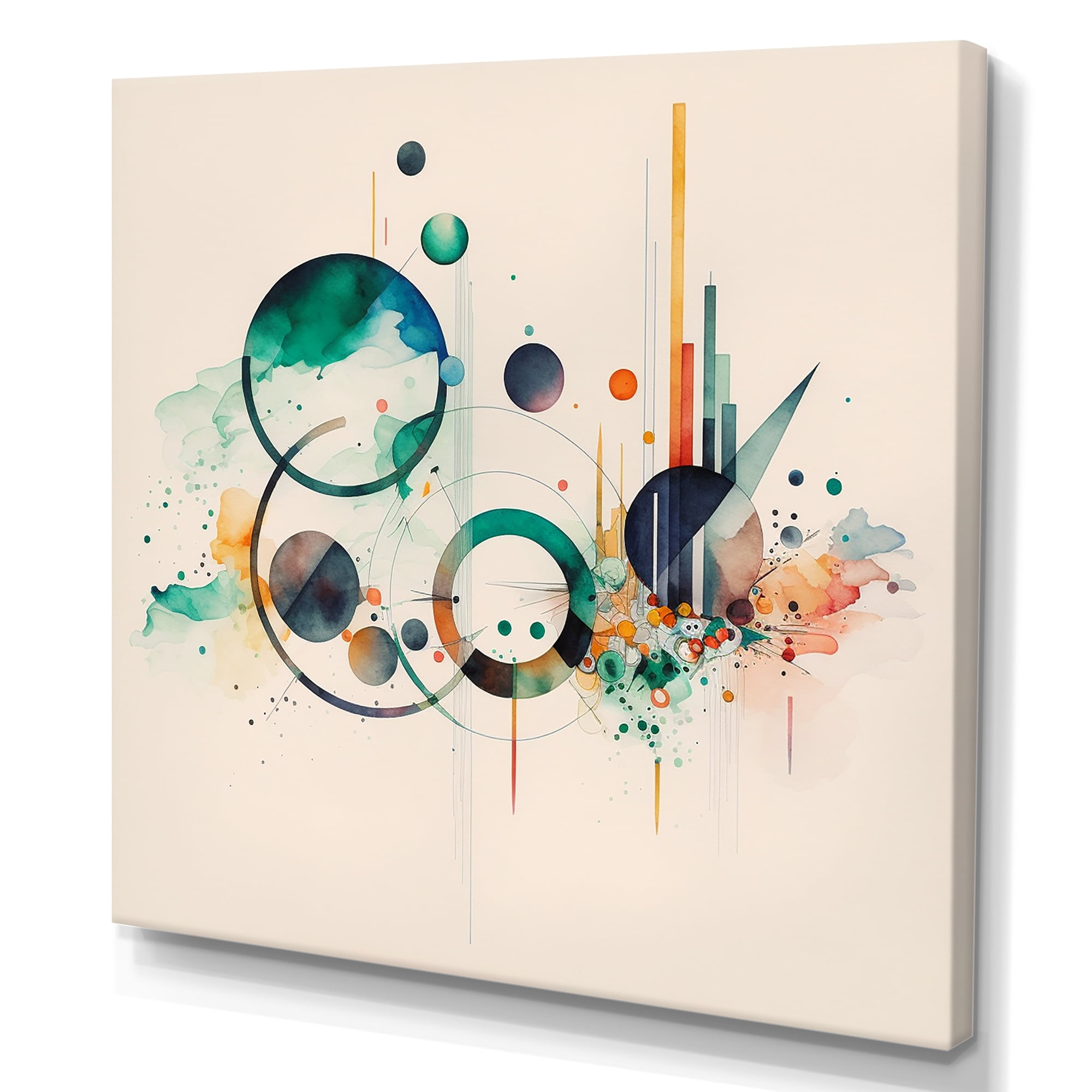 24 x 24 Multicolor Abstract Geometric Canvas Wall Art