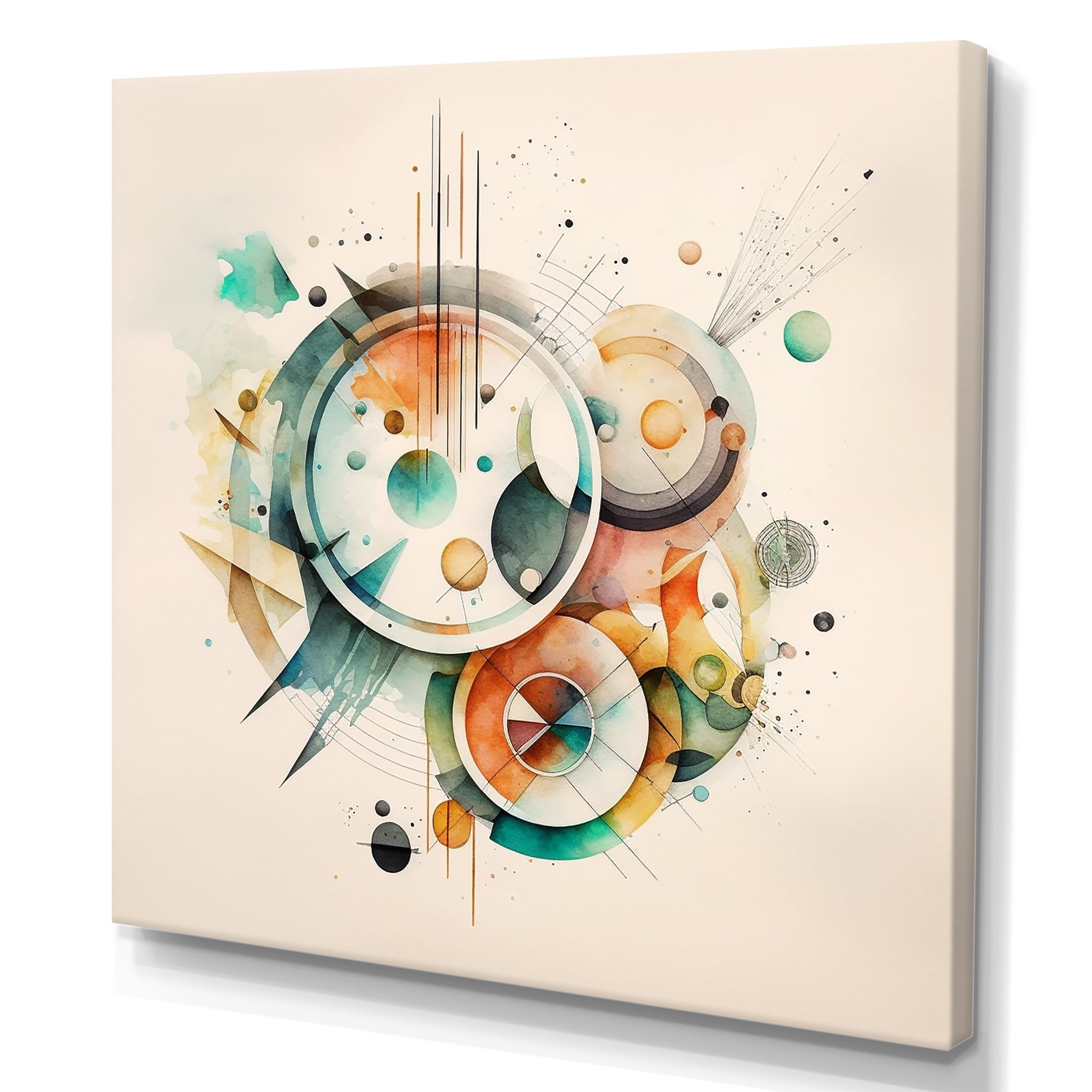 Designart Multi-Color Watercolor Geometric Art III Canvas Wall Art
