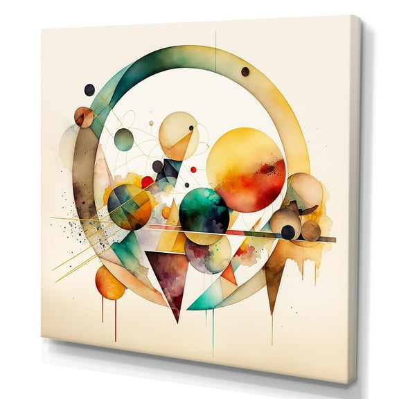 Designart Multi-Color Watercolor Geometric Art IV Canvas Wall Art