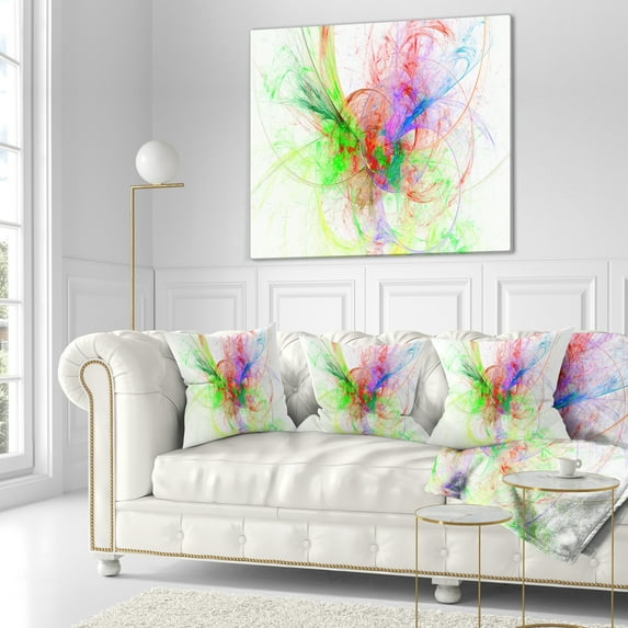 Designart Multi Color on White Fractal Design - Abstract Throw Pillow - 18x18