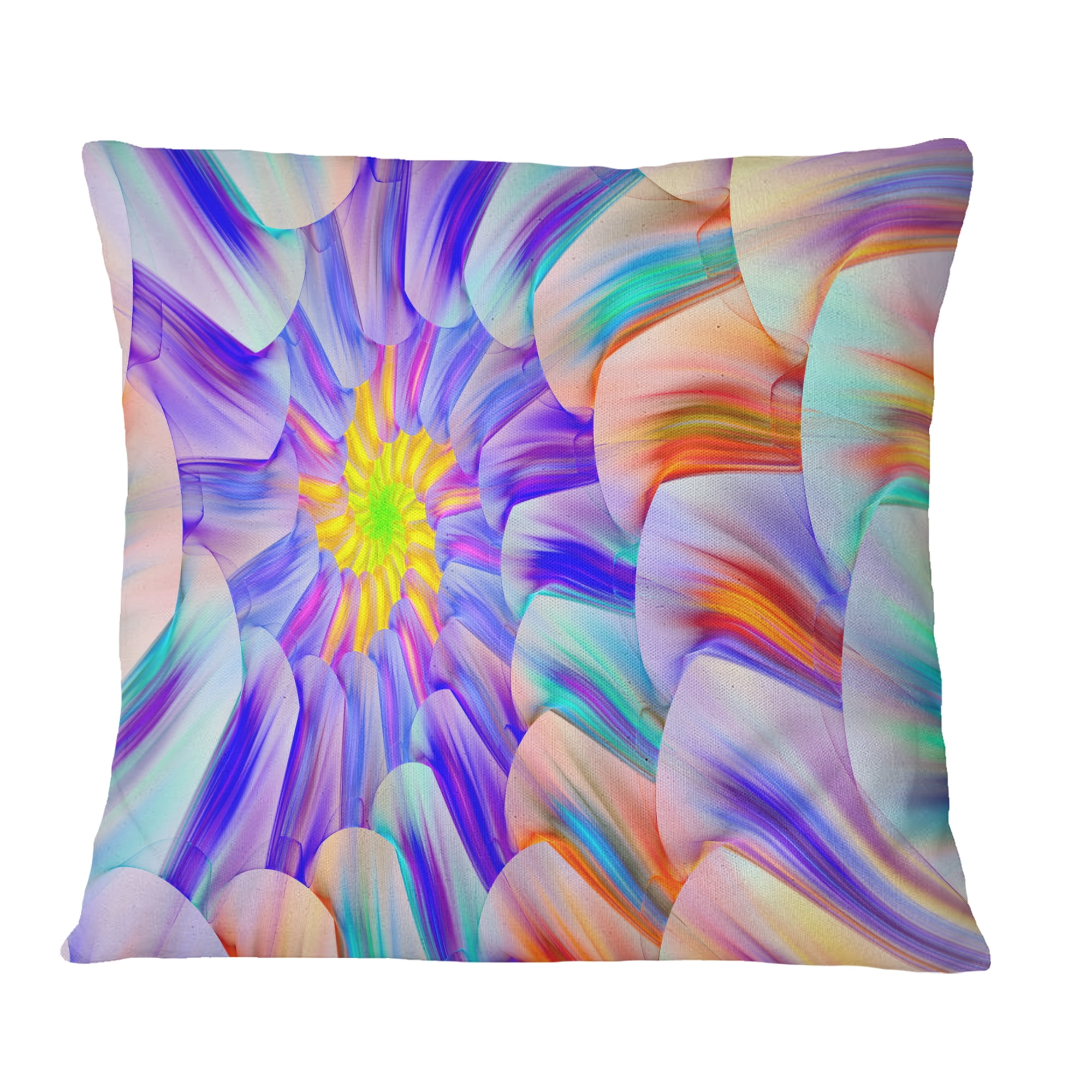 Designart Multi Colored Stain Glass with Spirals - Floral Throw Pillow - 18x18