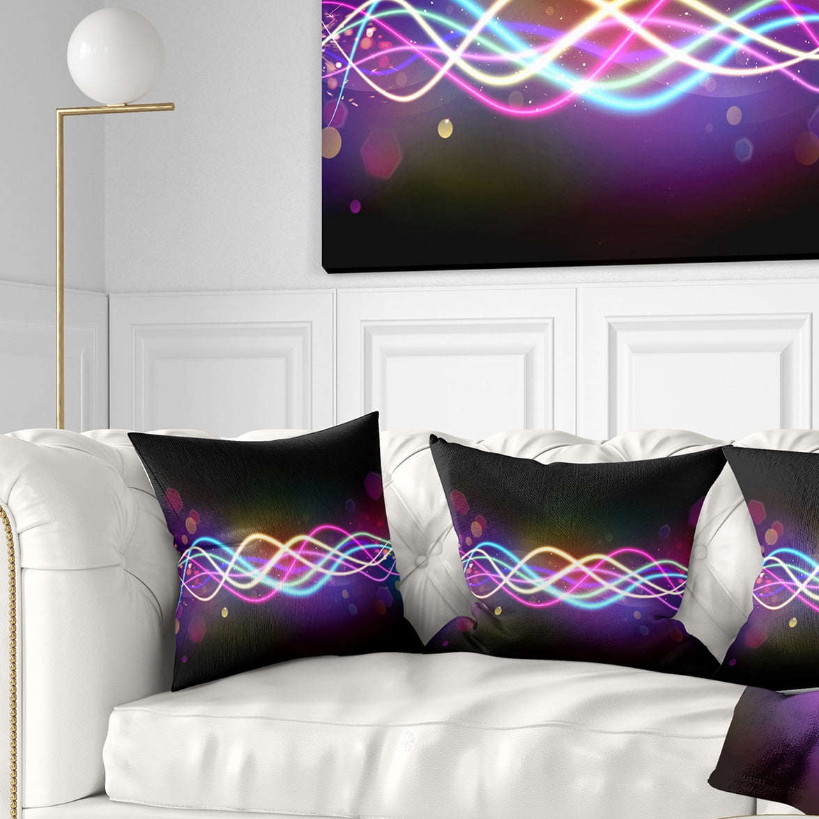 Designart Multi colored Tangled Lines - Abstract Throw Pillow - 18x18