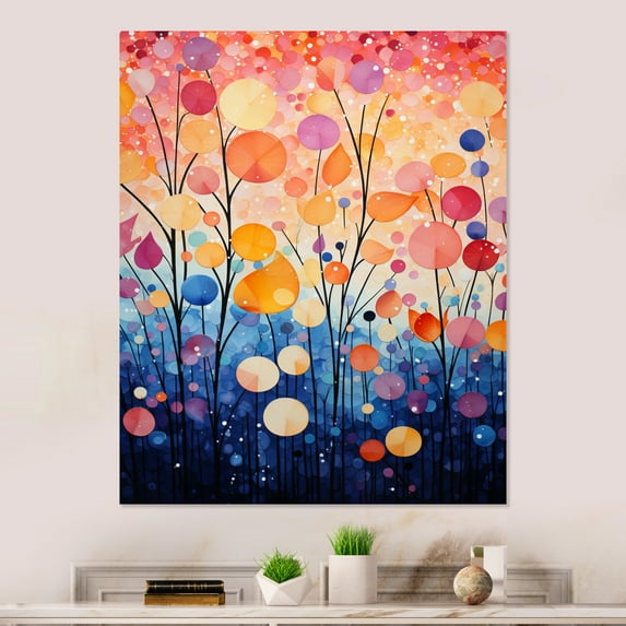 Designart "Multicolor Abstract Euphony I" Abstract Botanicals Metal Art Living Room