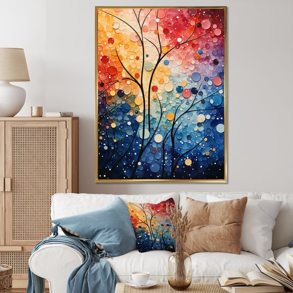 Designart "Multicolor Abstract Euphony II" Abstract Floater Framed Canvas Print