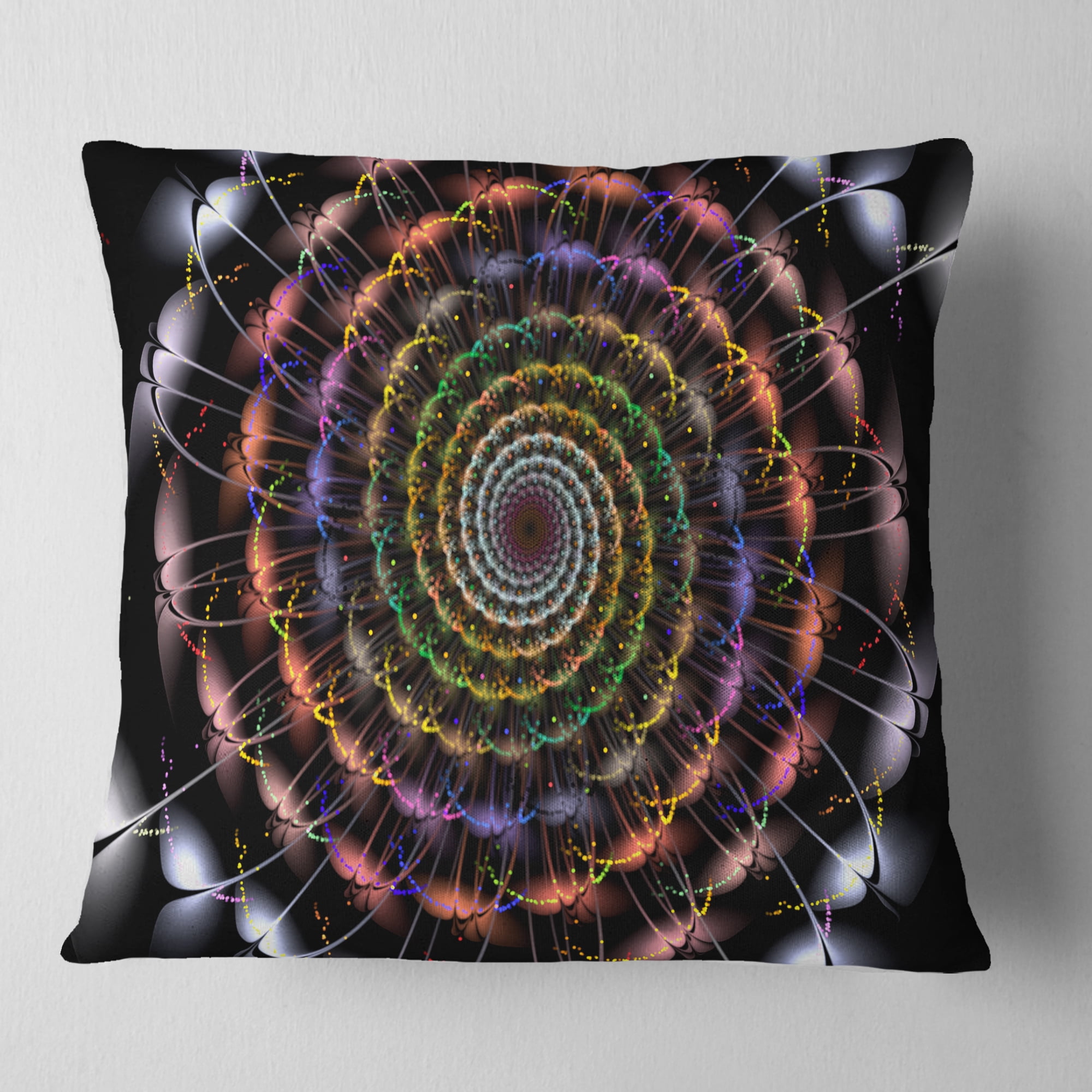Designart Multicolor Abstract Spiral Flower - Abstract Throw Pillow - 18x18