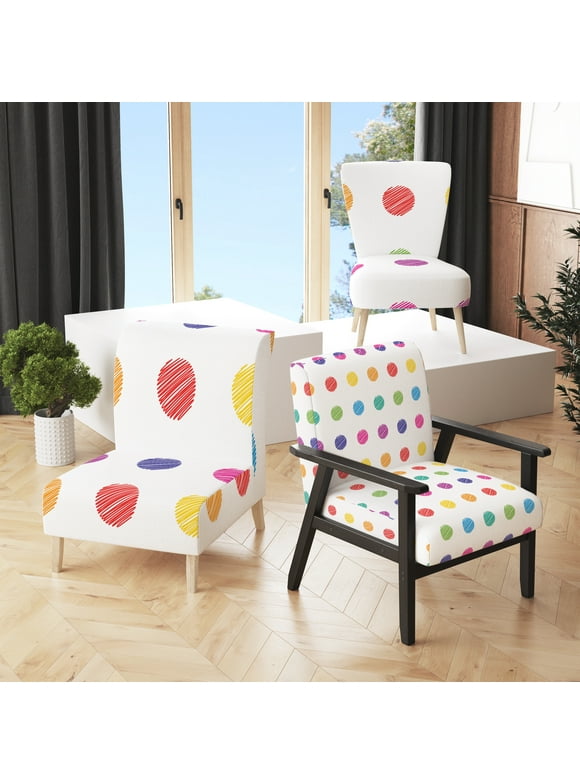 Designart "Multicolor Circle Dots" Upholstered Patterned Accent Chair and Arm Chair