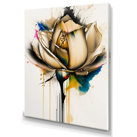 Designart Multicolor Flower On Abstract Fusion Canvas Wall Art