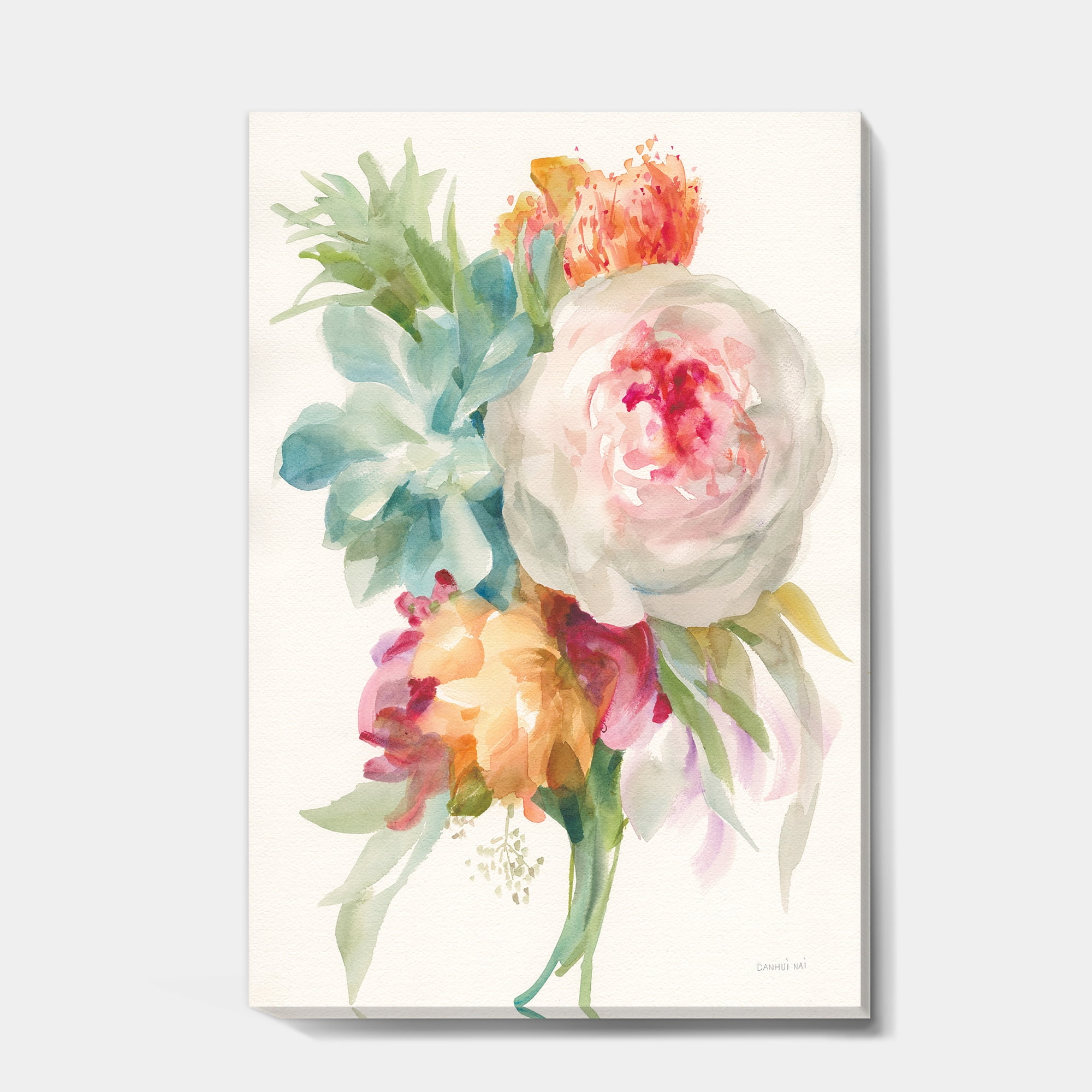 Designart 'Multicolor French Bouquet II' Farmhouse Premium Canvas Wall Art