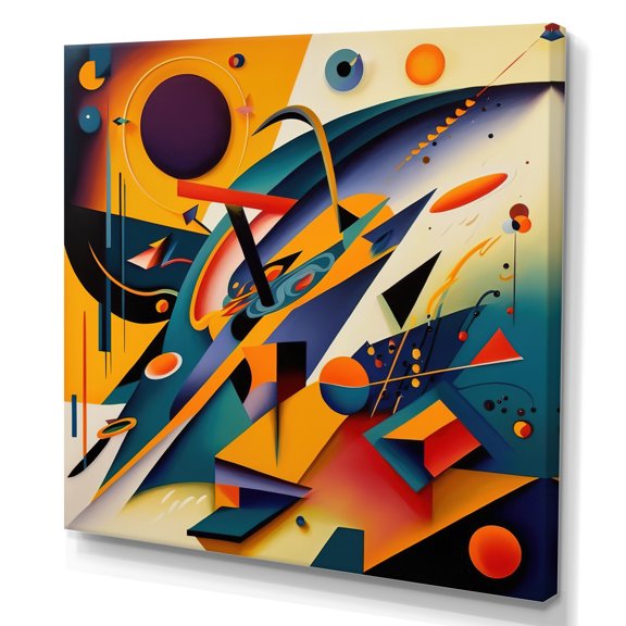 Designart Multicolor Geometric Orange Shapes II Canvas Wall Art