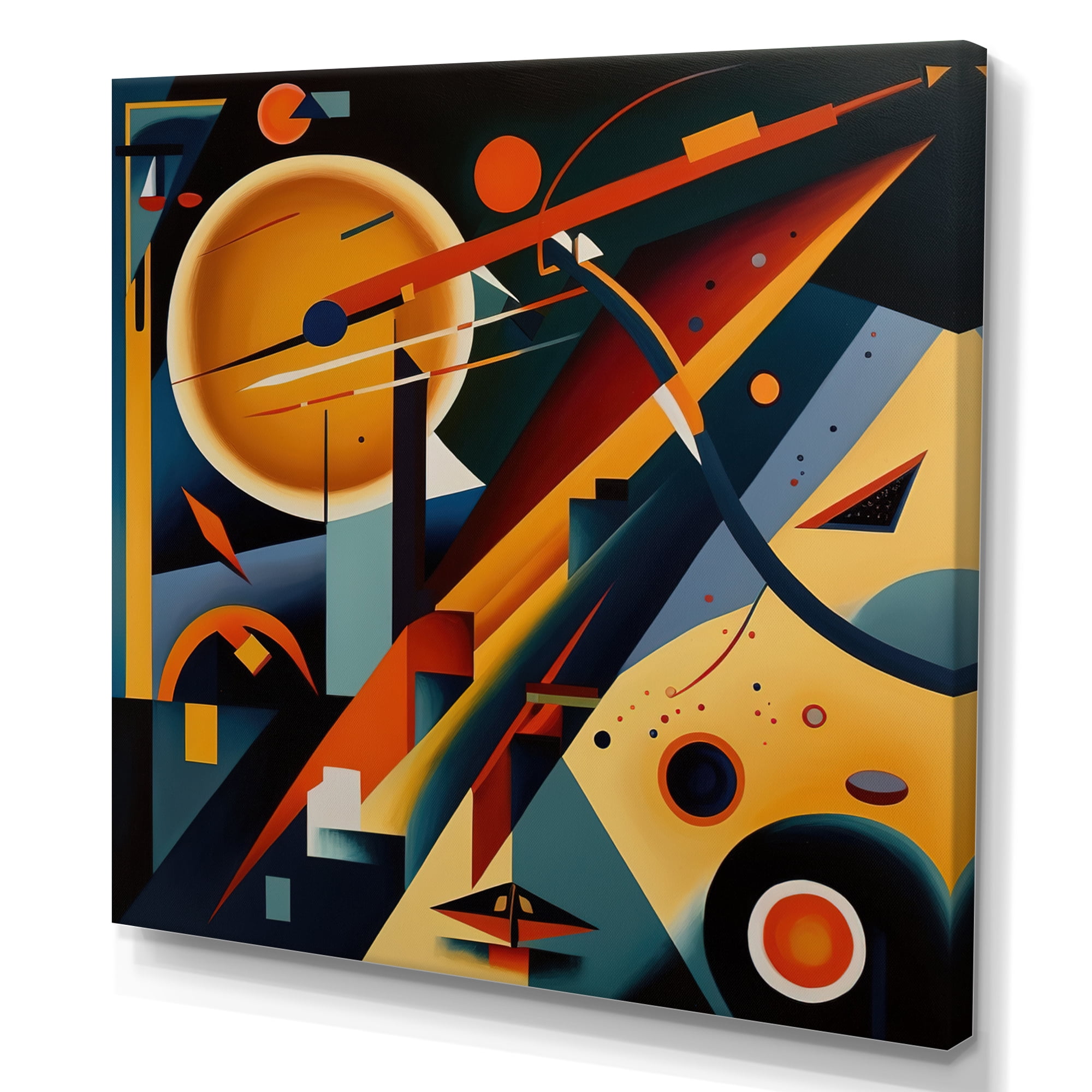 Designart Multicolor Geometric Orange Shapes III Canvas Wall Art