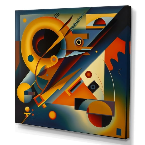 Designart Multicolor Geometric Orange Shapes V Canvas Wall Art