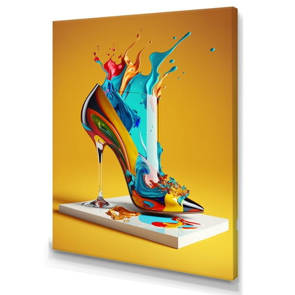 Designart Multicolor Glass High Heel Shoe I Canvas Wall Art