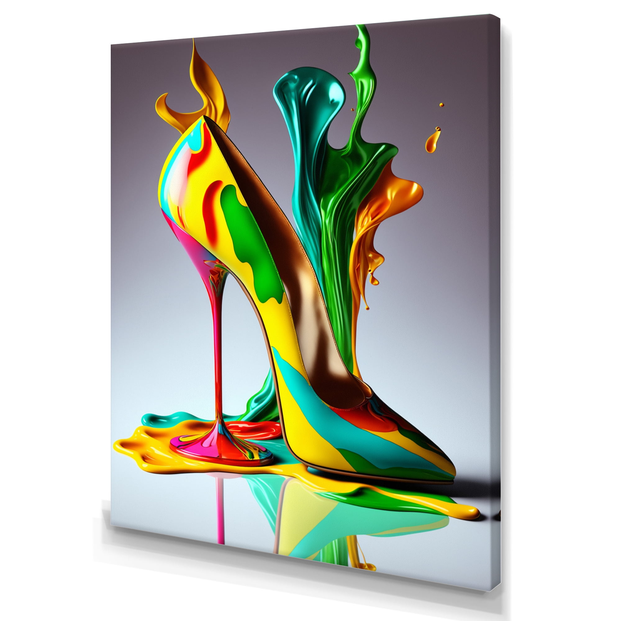 Designart Multicolor Glass High Heel Shoe III Canvas Wall Art
