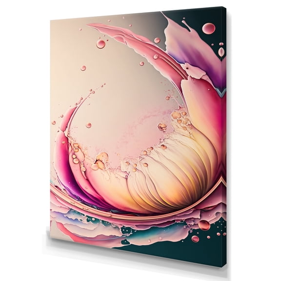 Designart Multicolor Liquid Ink Tulip Flowers IV Canvas Wall Art