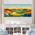 thumbnail image 1 of Designart "Multicolor Minimalism Line Art Landscape III" Extra Large Landscapes Framed Wall Art - Traditional Green Meadow Entryway Framed Wall Art, 1 of 7