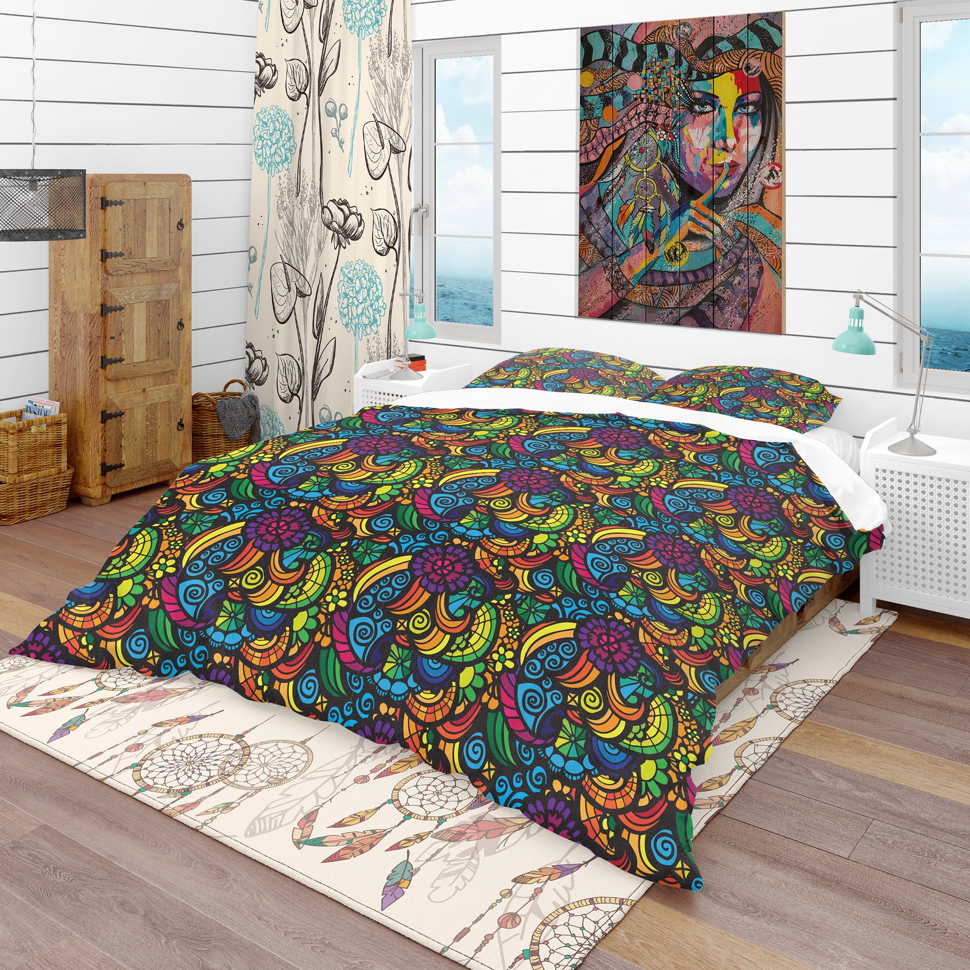 Designart 'Multicolor Mosaic Pattern' Bohemian & Eclectic Duvet Cover Set
