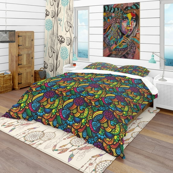 Designart 'Multicolor Mosaic Pattern' Bohemian & Eclectic Duvet Cover Set