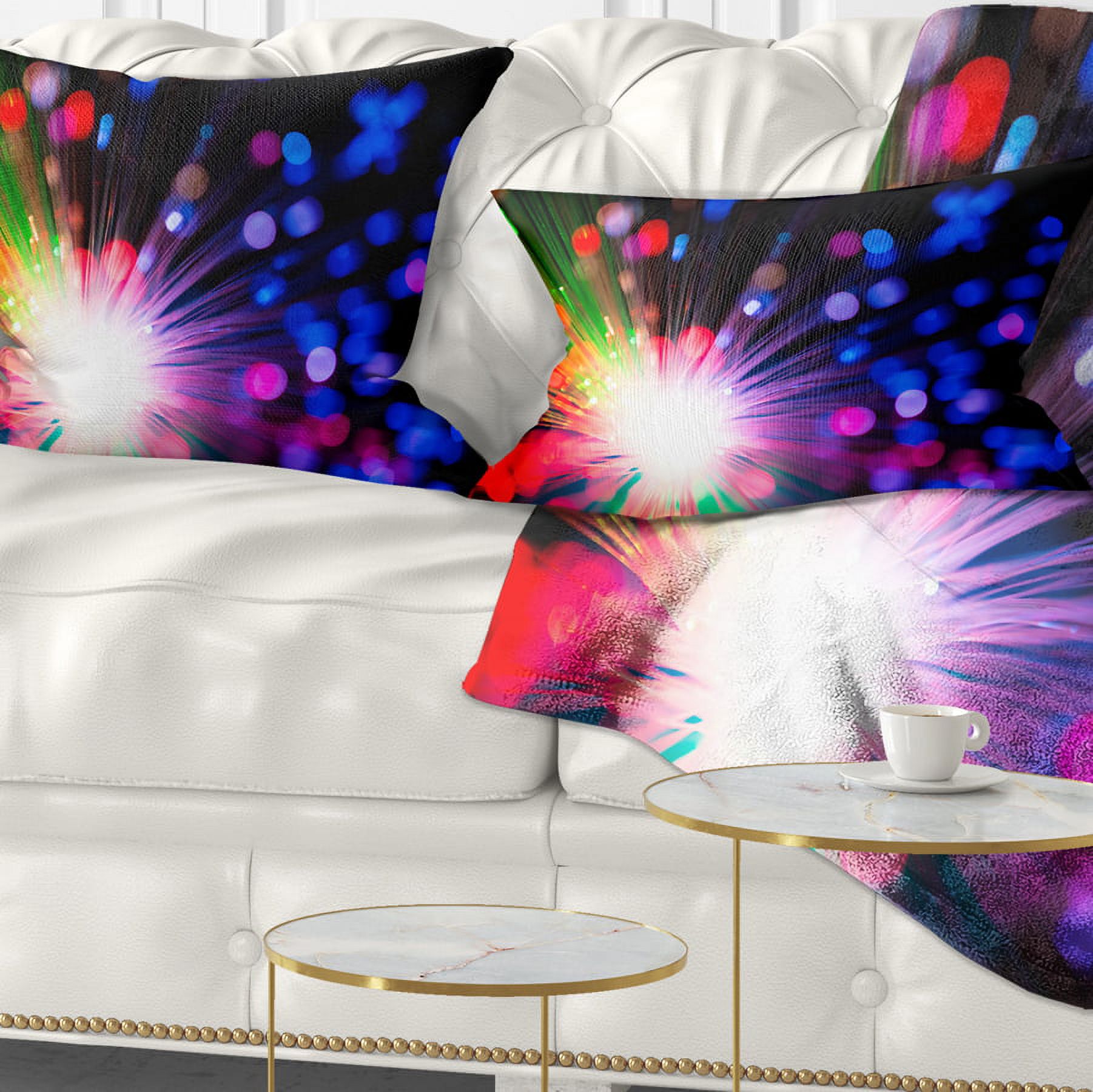 Designart Multicolor Optical Fiber Lighting - Abstract Throw Pillow - 12x20