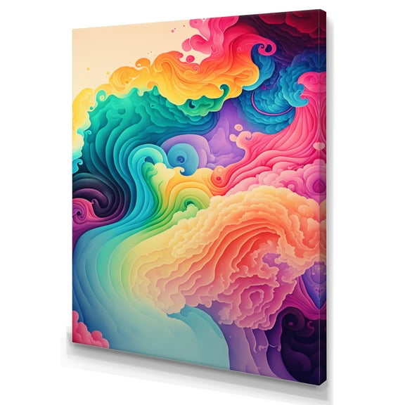 Designart Multicolor Swirly Clouds I Canvas Wall Art