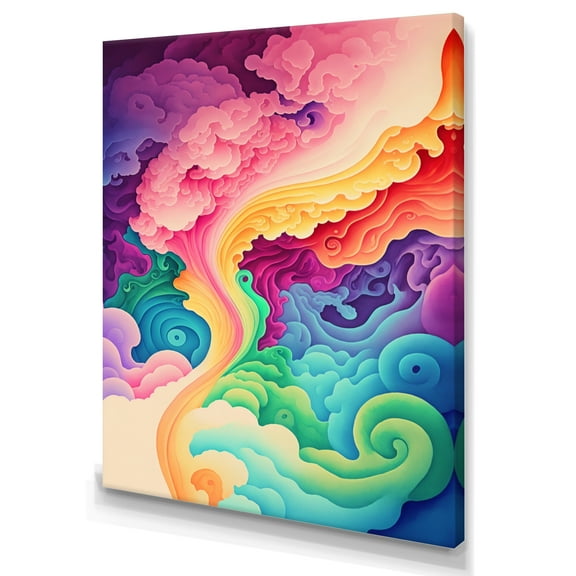Designart Multicolor Swirly Clouds II Canvas Wall Art
