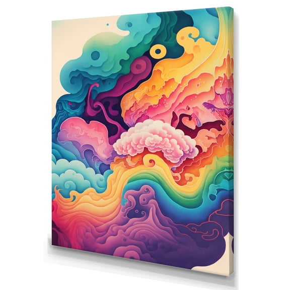 Designart Multicolor Swirly Clouds VI Canvas Wall Art