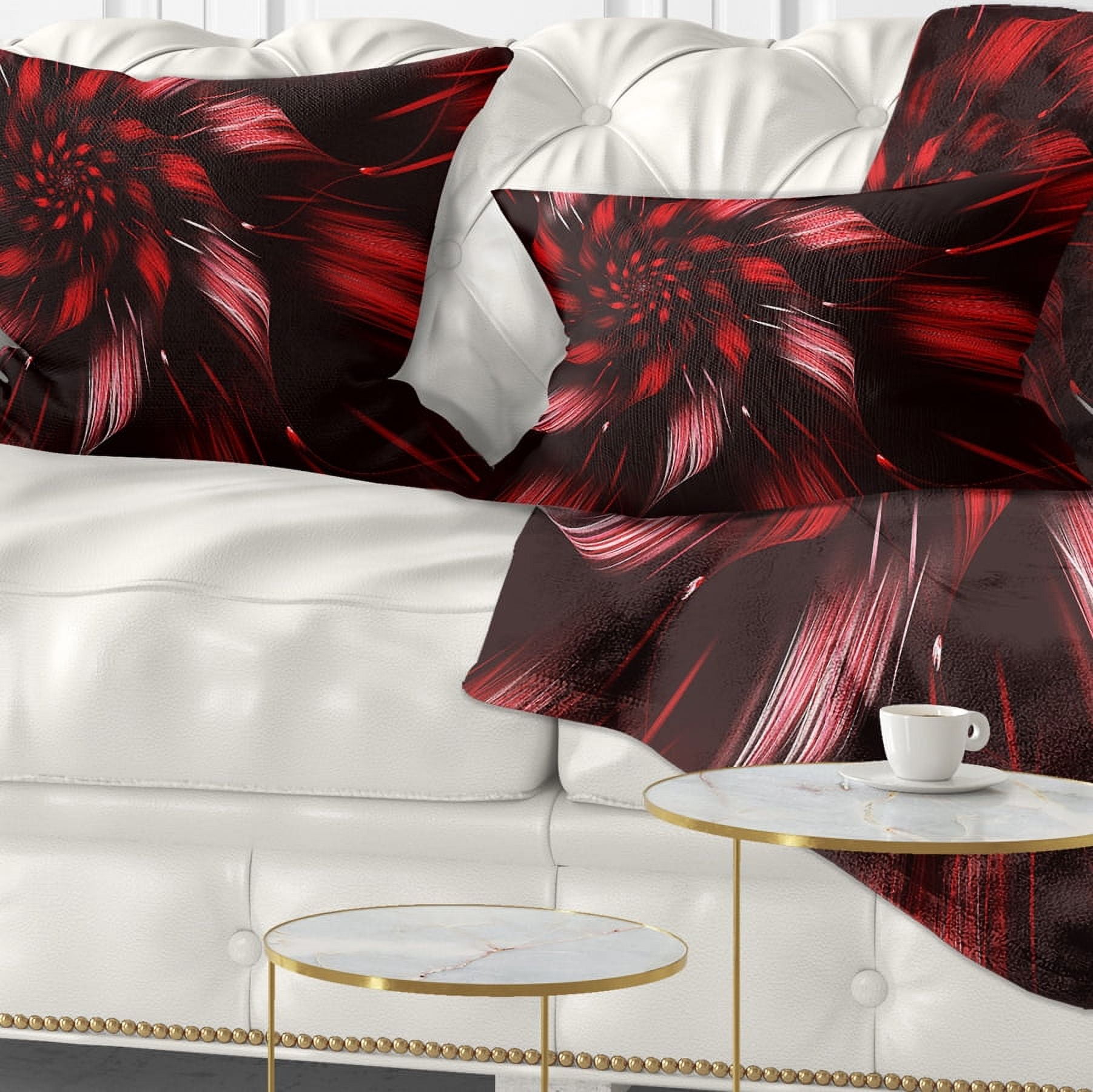 Designart Multicolor Symmetrical Fractal Flower - Floral Throw Pillow - 12x20
