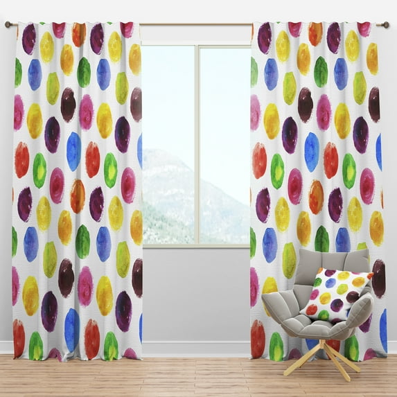 Designart 'Multicolor Watercolor Spots With Pattern' Modern & Contemporary Blackout Curtain Panel