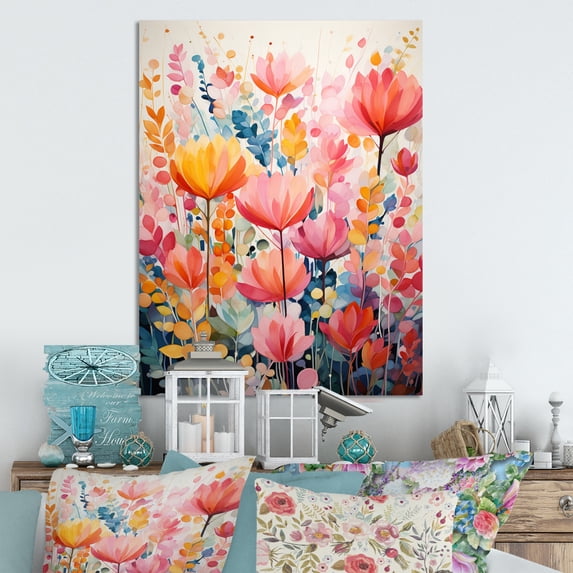 Designart "Multicolored Ferns composition II" Floral & Botanical Metal Wall Art
