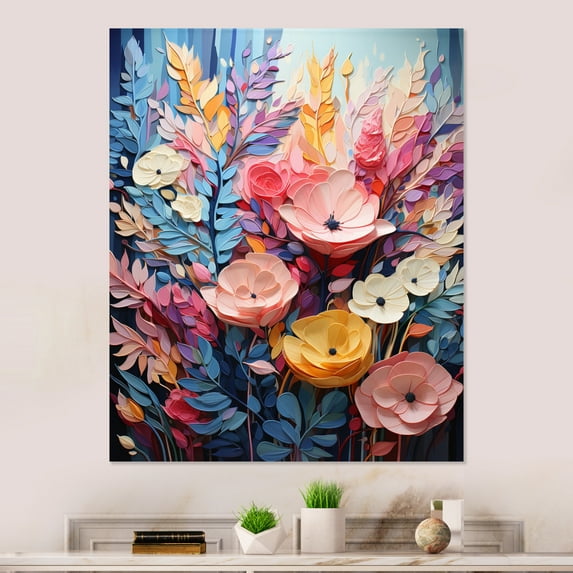 Designart "Multicolored Ferns composition III" Ferns Metal Art Print