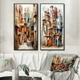 thumbnail image 1 of Designart "Multidimensional Cubist Art I" Cubism Framed Wall Art Set Of 2 - Multi-Color Abstract Framed Canvas Set For Living Room Decor, 1 of 7